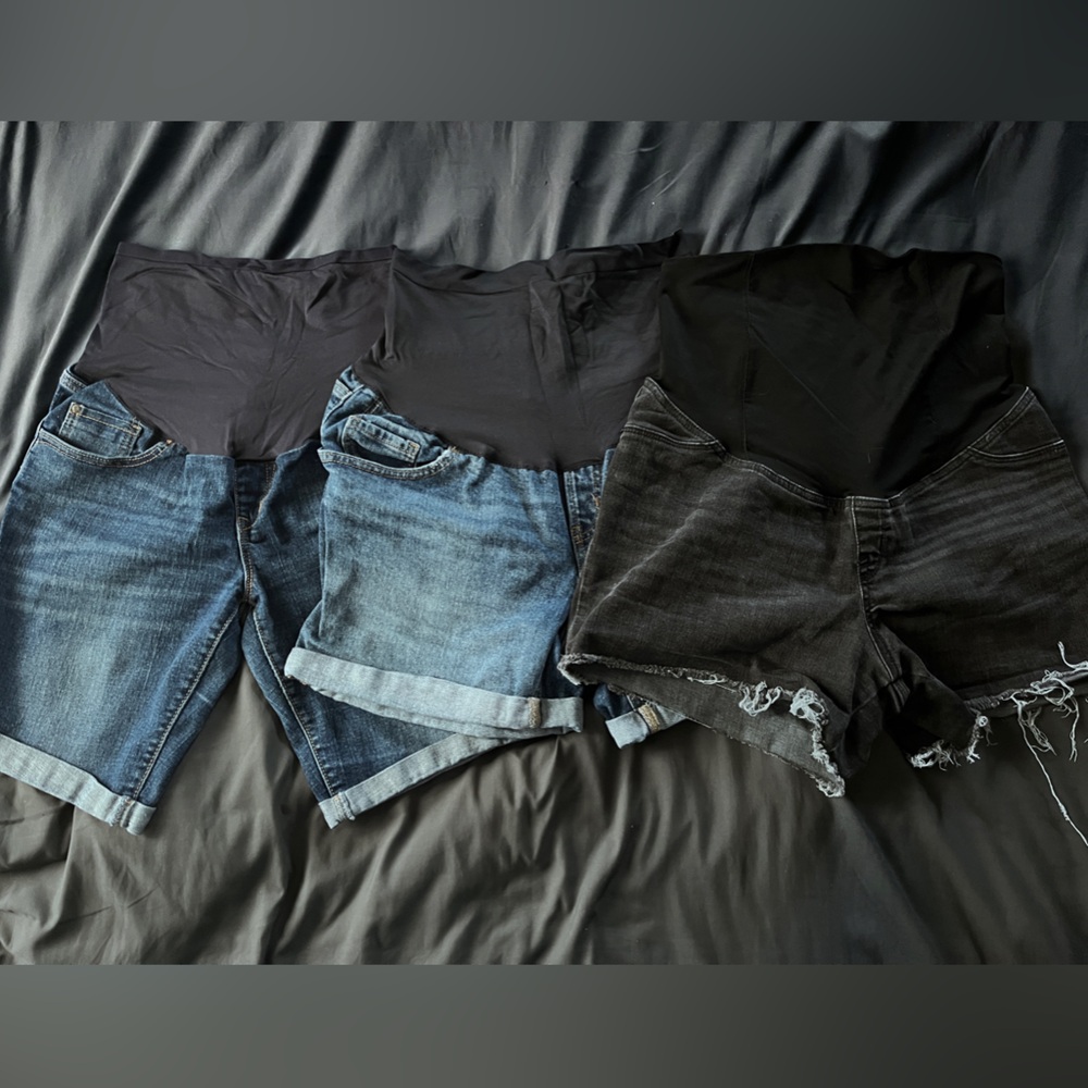 Denim Maternity Shorts Set
